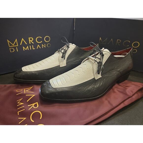 Marco Di Milano Andretti Ostrich Leg Shoes Black / White US 11.5 main image 10